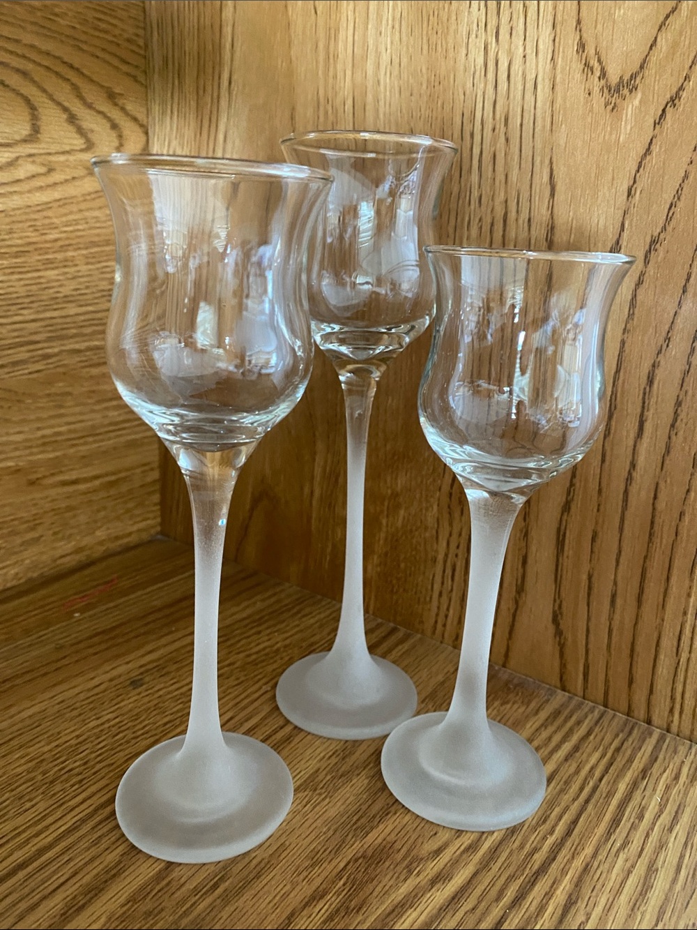 Partylite Clear and Frosted Stemmed Votive Set of 3 - Elegant Clear Finish